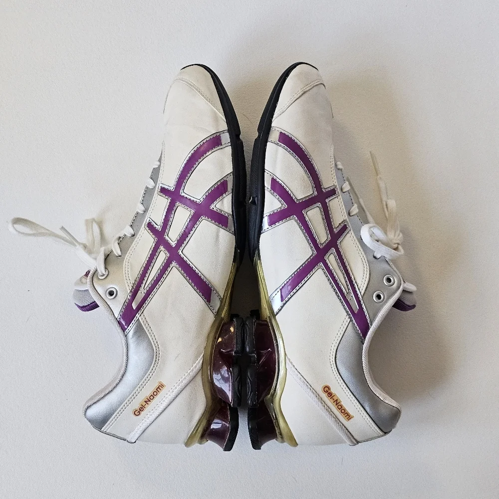 Rare Y2K ASICS Gel-Naomi Sneakers Women’s 8.5 Ivory Purple Silver Running Shoes